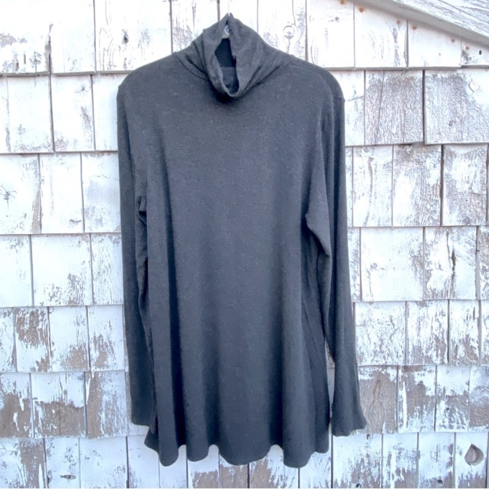 Eileen Fisher Soft Material Viscose Blend Charcoal Turtleneck Top